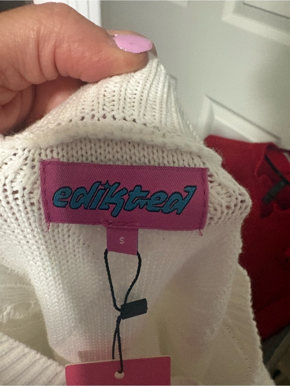 Women's Cable Knit Sweater - Cream size small - Picture 6 of 6